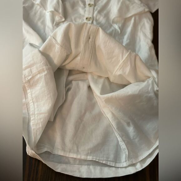 A.n.a Linen white button up dress Women’s Large Lined flutter sleeve New - Picture 13 of 15